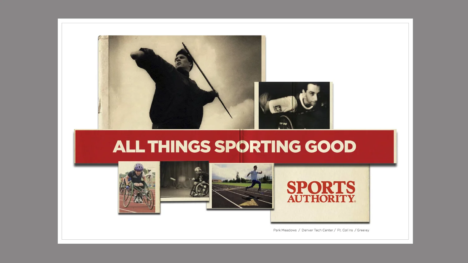 Sports Authority concept development and art direction by Lonnie Weis and Jeff Odiorne.